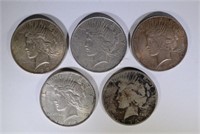 1922 & 22-D, 1923, 1925 & 1935 PEACE DOLLARS