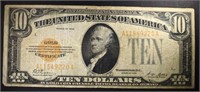 1928 $10.00 GOLD CERTIFICATE, VF NICE