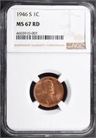 1946-S LINCOLN CENT, NGC MS-67 RED