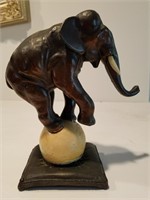 1920`s Armor Bronze Elephant On Ball Statue Figure