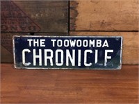 Original Toowoomba Chronicle sign approx 49 x 15cm