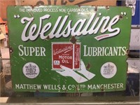 Original Wellsaline super lubricants enamel sign