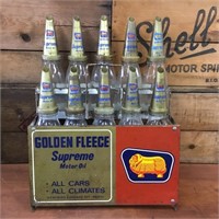 Original Golden Fleece rack, oil bottles & tops