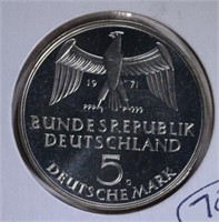 1971 GERMANY 5 MARK GEM PROOF