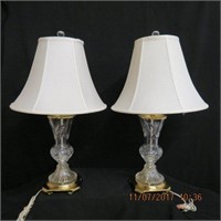 Brass base crystal lamps 26"H