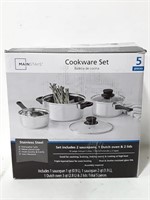 Stainless Steel 5 Piece Cookware Set. Opened box