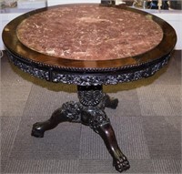 Chinese Chippendale Marble & Hardwood Table