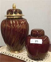2 CARLTON WARE VASES WITH LIDS