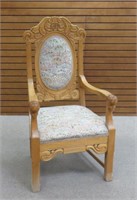 Hand Carved Grateful Dead Oak Arm Chair