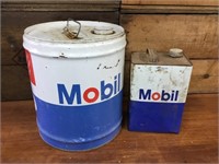 Mobil 4 gallon & 1 gallon tins