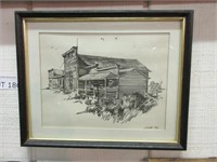 Small Framed Numbered Print -Old West Buildings