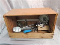Asparagus Crate w/Vintage Kitchen Tools