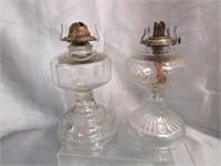 2 Glass Oil Lamps -no chimneys