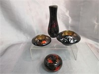 Asian Lacquer Ware & Shell Inlaid Ashtrays etc.