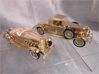 2 Gold Plated Die Cast Model Cars