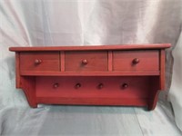 Wooden Shelf Unit w/Coat Hooks & Drawers