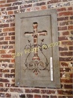 Wood & Metal Cross Cut Out Wall Decor