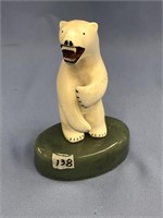 5" Polar bear mounted on a soapstone base, overall