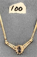 Fabulous 14kt gold  necklace, set with diamonds an