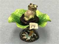 Cloisonné lily pad with a cloisonné frog,