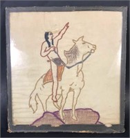 Old Needle Point of Indian on Horse