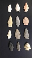 (12) Arrowheads; Several Corner Notched
