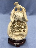 Oriental 6" tall ivory carving in shape of a pear,