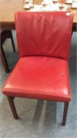 MID CENTURY RED LEATHER DINING CHAIRS