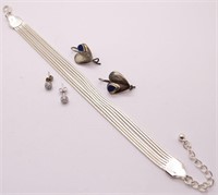 Diamond & Sterling Silver Stud Earrings &..