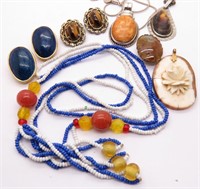 Bead Indian Necklaces, Carved Antler Pendant