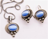 Sterling Silver/Gemstone Earring & Necklace Set