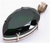Sterling Silver & Emerald Color Gemstone Pendant
