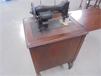 White Rotary Sewing Machine in Cabinet