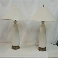 2 Vintage Tall Brass Base Table Lamps T6C