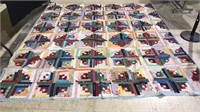 Large hand stitch building block quilt, 110 x