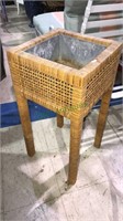 Rattan planter table with galvanized metal