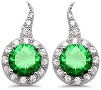 Round 3.50 ct Emerald Designer Earrings