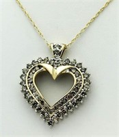 10kt Gold Beautiful 2.00 ct Diamond Heart Necklace