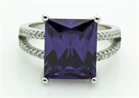 Step Cut 6.50 ct Amethyst Designer Ring