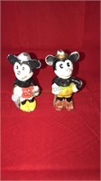 Vintage Mickey and Minnie mouse bisque figures