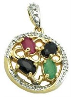Genuine Sapphire, Ruby & Emerald Pendant
