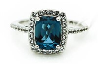 $750 Platilite 3.00 ct London Blue Topaz Ring