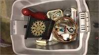 Tub full of miscellaneous items including read