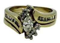 14kt Gold Marquise Cut 3/4 ct Diamond Wedding Set