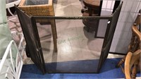 Hammered brass trim fireplace screen three