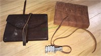 Two leather diary covers with the diaries & a