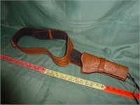 Tooled Leather Western Revolver Gun Belt RH