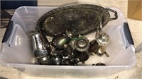 Tub lot of silver plate, including a tray,