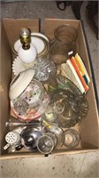 Box lot of glassware including cordial stems,