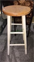 Kitchen stool with a wood top and painted legs 29